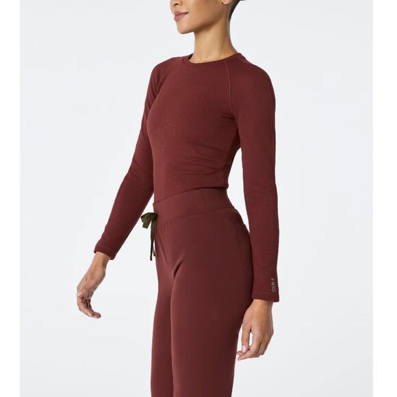 Figs Women's Walnut Waffle Longsleeve Underscrub Top Size S - Picture 9 of 10